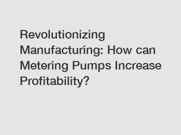Revolutionizing Manufacturing: How can Metering Pumps Increase Profitability?