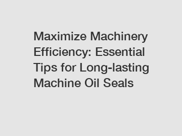 Maximize Machinery Efficiency: Essential Tips for Long-lasting Machine Oil Seals