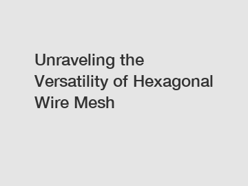 Unraveling the Versatility of Hexagonal Wire Mesh