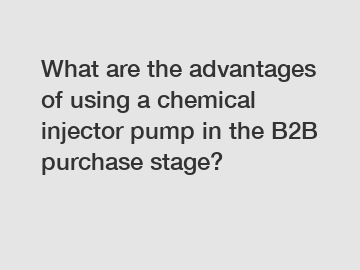 What are the advantages of using a chemical injector pump in the B2B purchase stage?