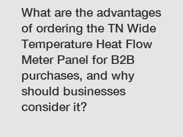 What are the advantages of ordering the TN Wide Temperature Heat Flow Meter Panel for B2B purchases, and why should businesses consider it?