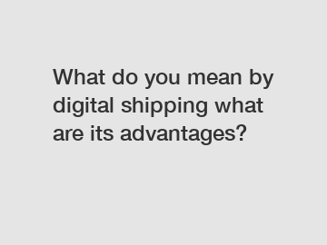 What do you mean by digital shipping what are its advantages?