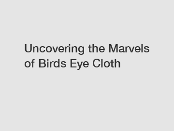 Uncovering the Marvels of Birds Eye Cloth